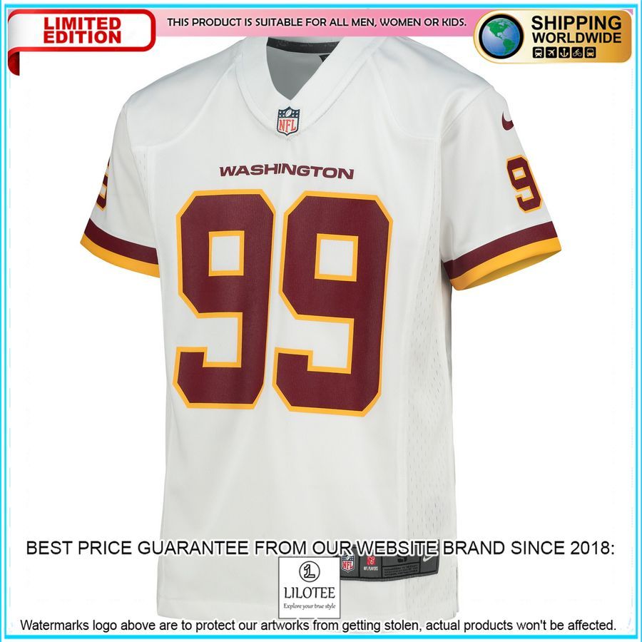 chase young washington football team youth white football jersey 2 283