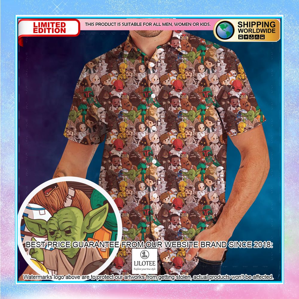 chibi star wars characters hawaiian button up shirt 1 265