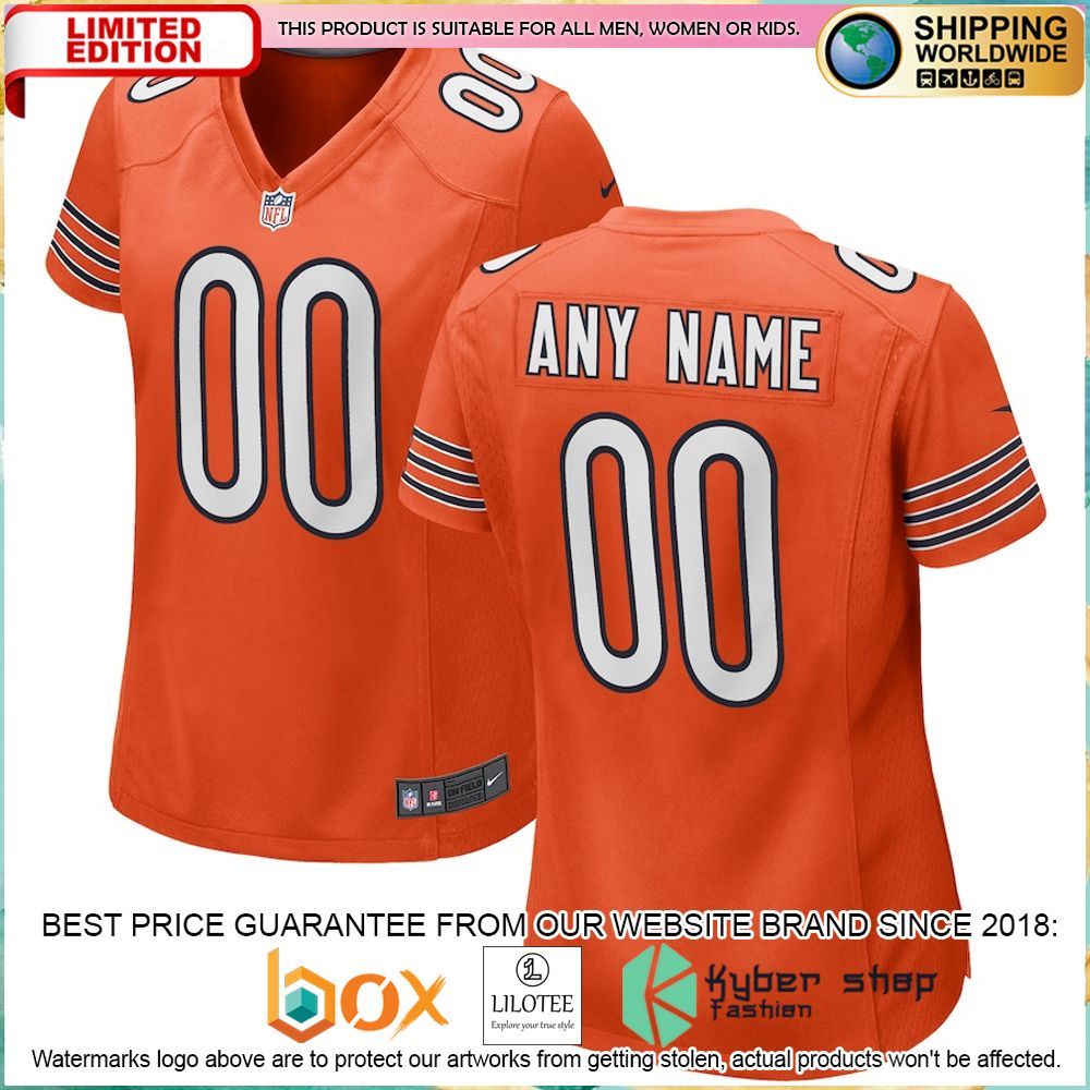 chicago bears nike womens alternate custom orange football jersey 1 36