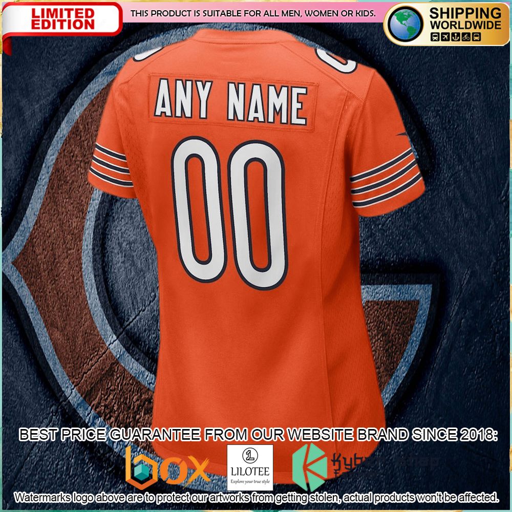chicago bears nike womens alternate custom orange football jersey 3 708