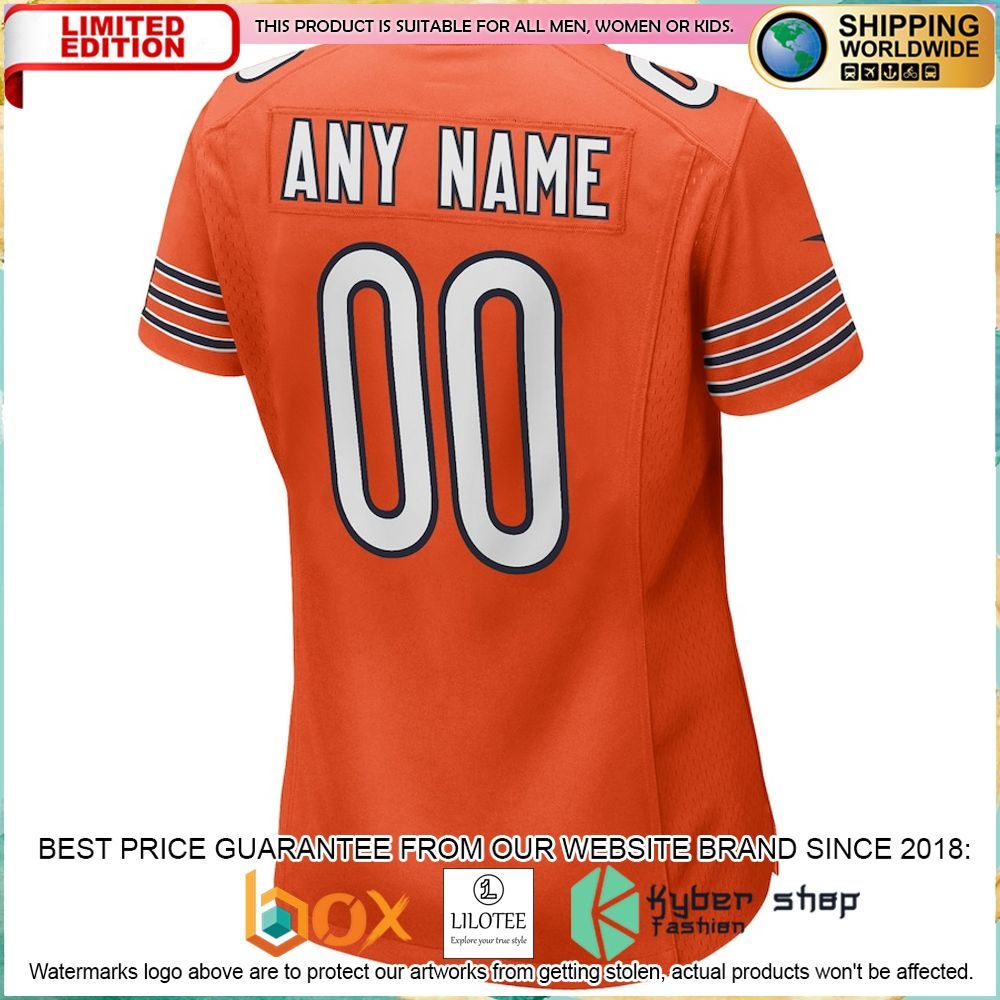 chicago bears nike womens alternate custom orange football jersey 3 850