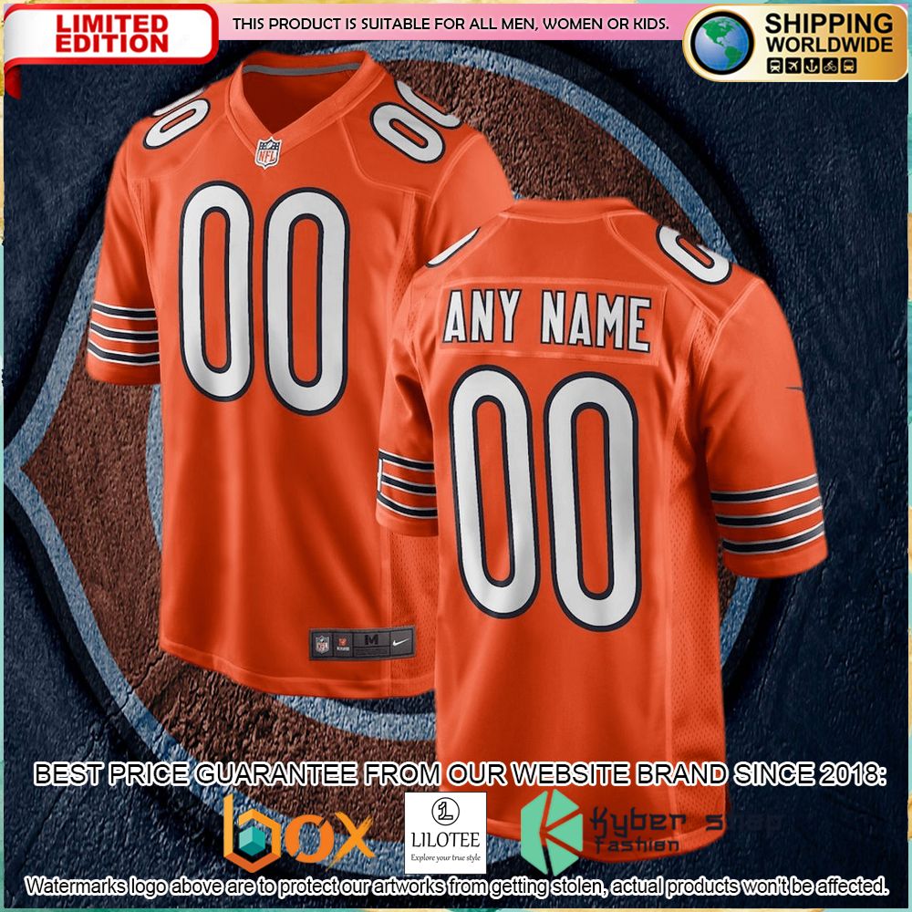 chicago bears nike youth alternate custom orange football jersey 1 787