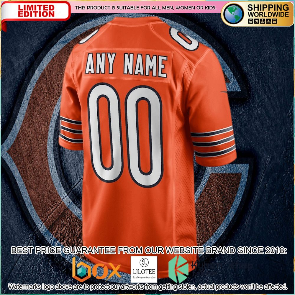 chicago bears nike youth alternate custom orange football jersey 3 787
