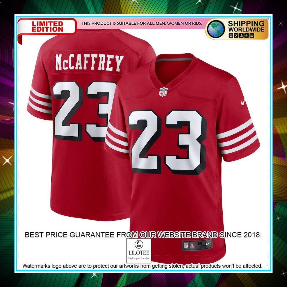 christian mccaffrey san francisco 49ers alternate player scarlet football jersey 1 628