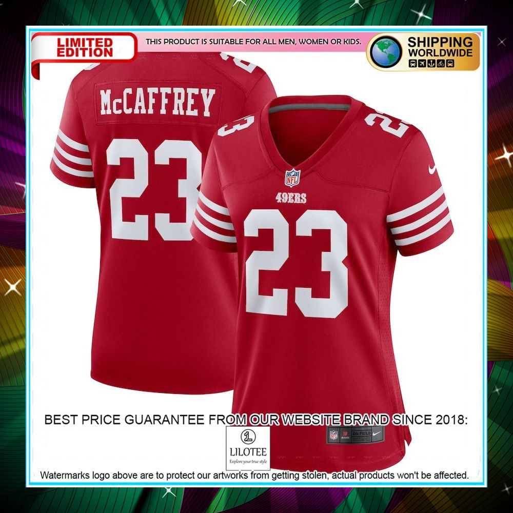 christian mccaffrey san francisco 49ers womens player scarlet football jersey 1 914