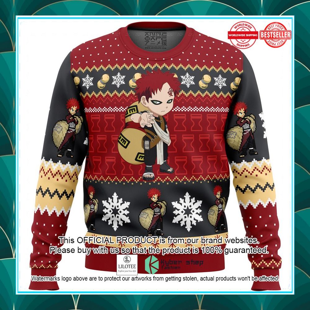 christmas gaara naruto ugly christmas sweater 1 779