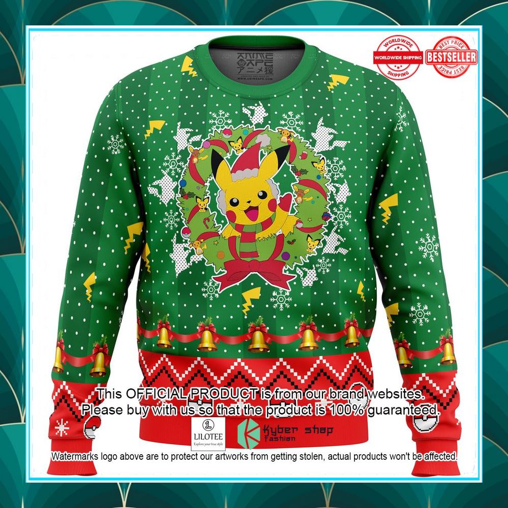 christmas pikachu pokemon ugly christmas sweater 1 861