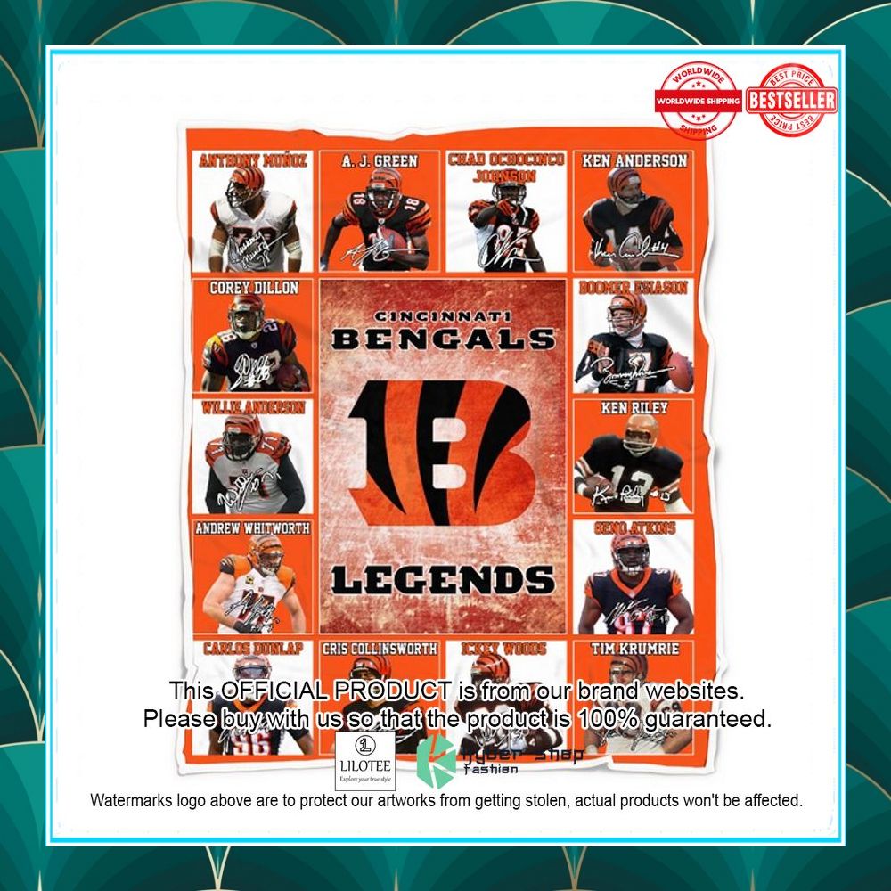 cincinnati bengals legends players nfl blanket 2 403