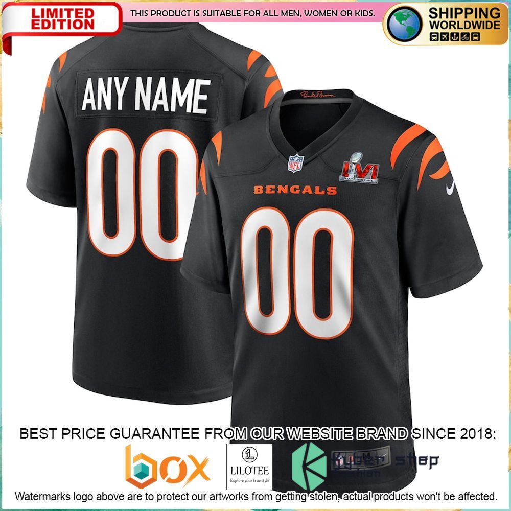 cincinnati bengals nike super bowl lvi custom black football jersey 1 73