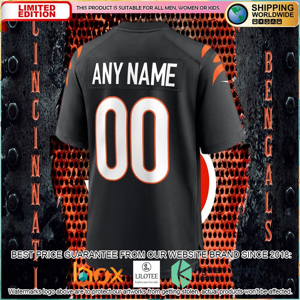 cincinnati bengals nike super bowl lvi custom black football jersey 3 394