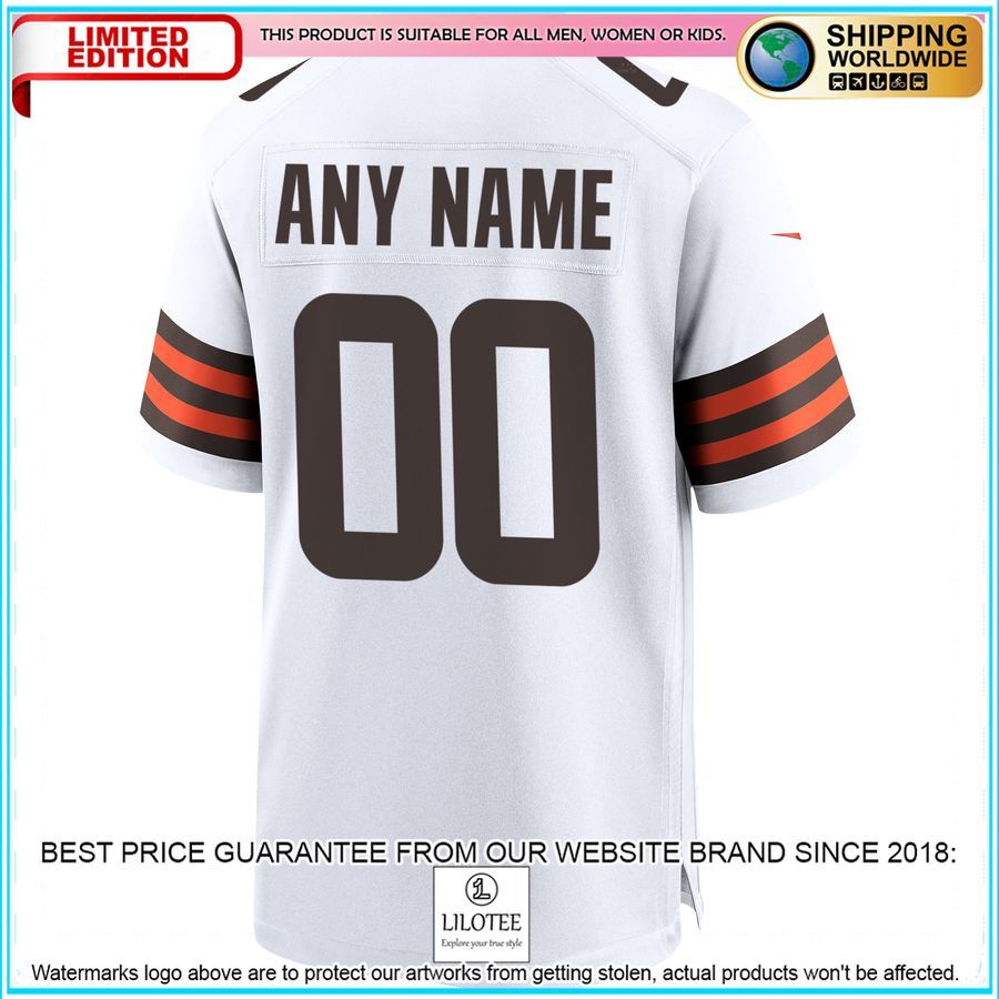 cleveland browns custom white football jersey 3 588