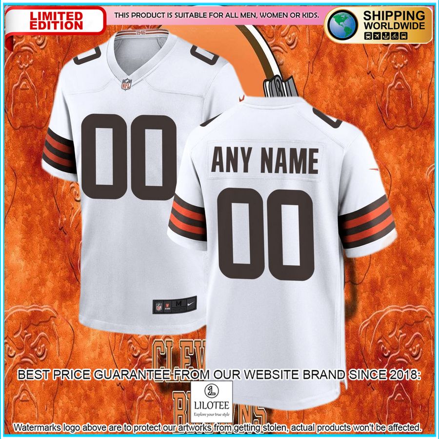 cleveland browns custom white football jersey 4 54