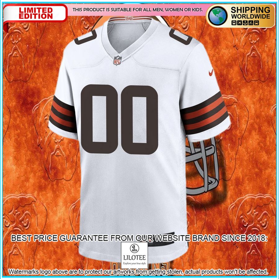 cleveland browns custom white football jersey 5 238