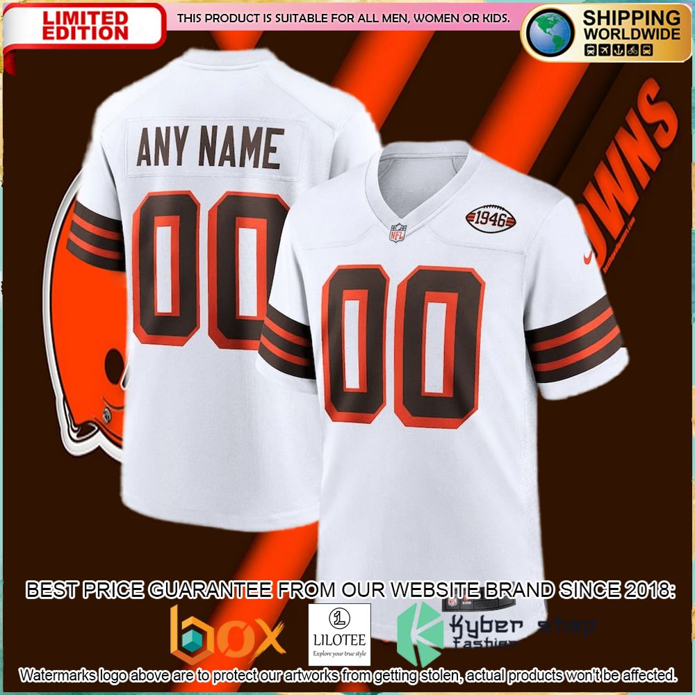 cleveland browns nike 1946 collection alternate custom white football jersey 1 520