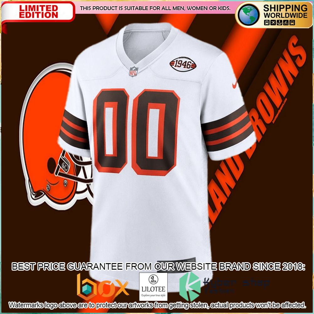 cleveland browns nike 1946 collection alternate custom white football jersey 2 452