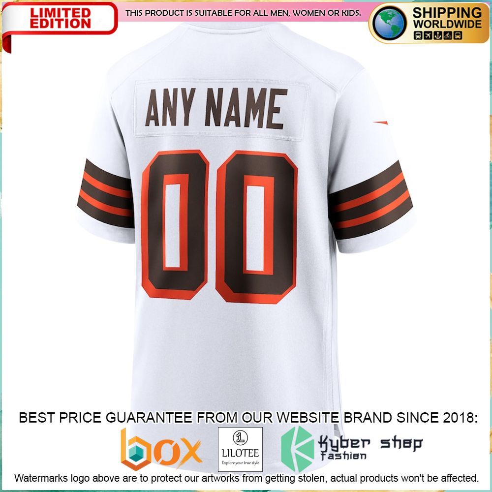 cleveland browns nike 1946 collection alternate custom white football jersey 3 953