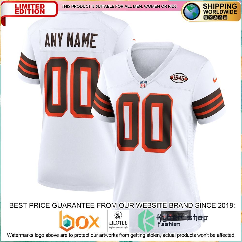 cleveland browns nike womens 1946 collection alternate custom white football jersey 1 220