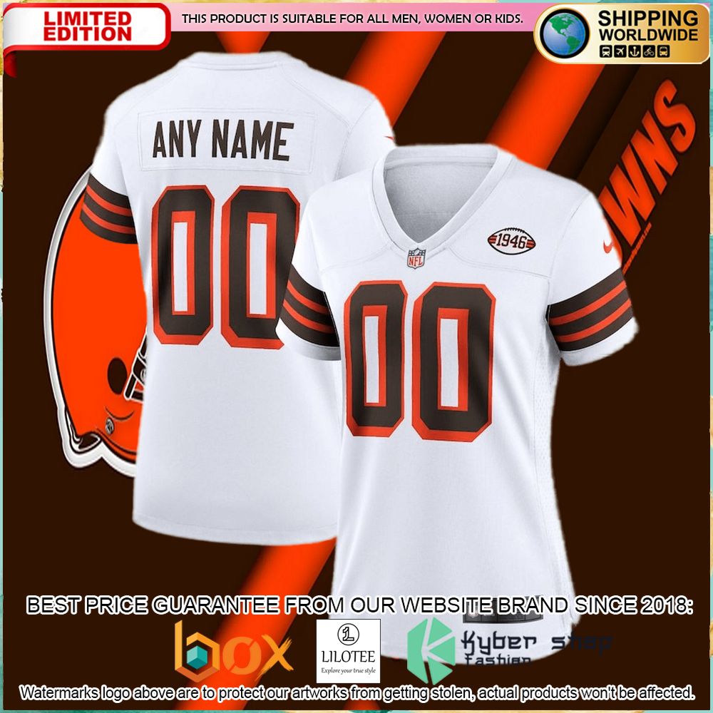 cleveland browns nike womens 1946 collection alternate custom white football jersey 1 292
