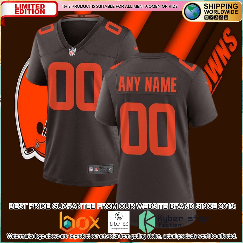 cleveland browns nike womens alternate custom brown football jersey 1 700