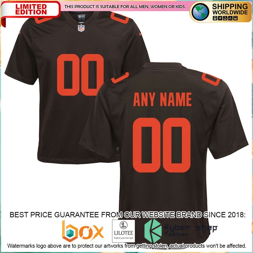 cleveland browns nike youth alternate custom brown football jersey 1 402