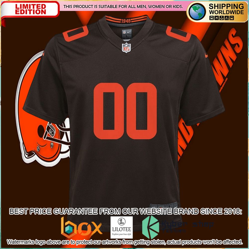 cleveland browns nike youth alternate custom brown football jersey 2 739