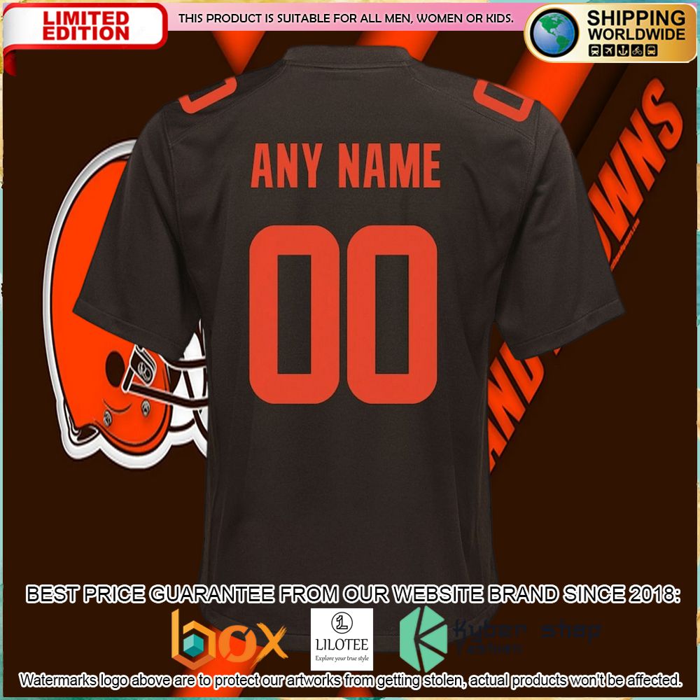 cleveland browns nike youth alternate custom brown football jersey 3 206