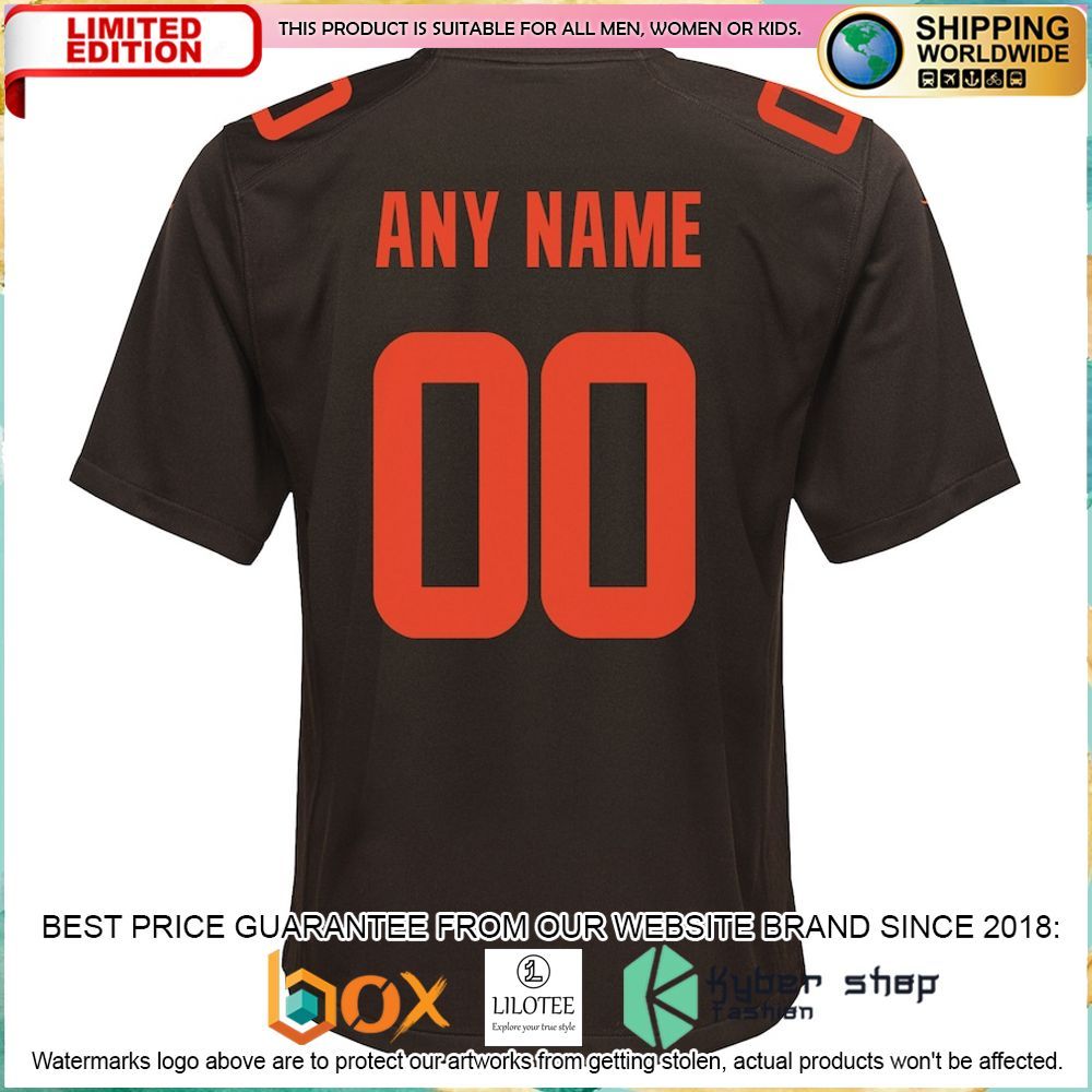 cleveland browns nike youth alternate custom brown football jersey 3 222