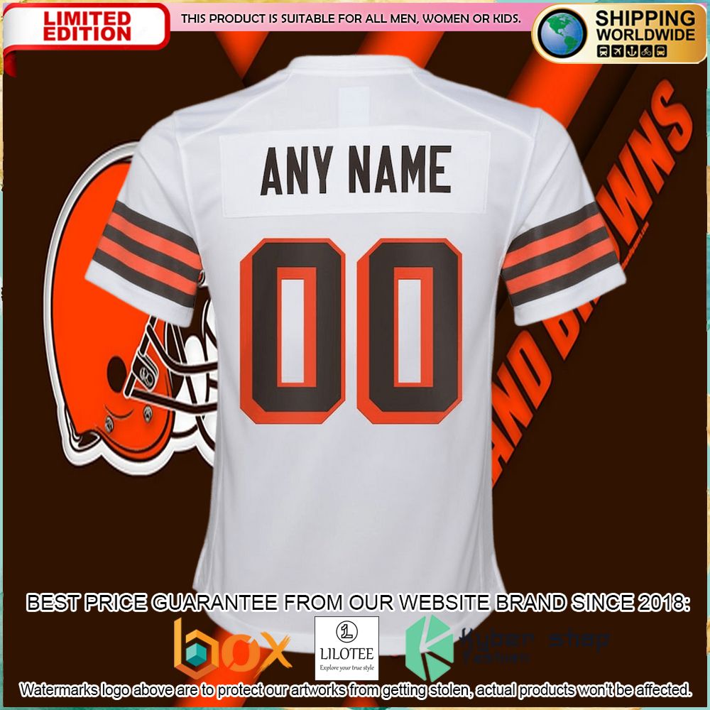 cleveland browns nike youth alternate custom white football jersey 3 103