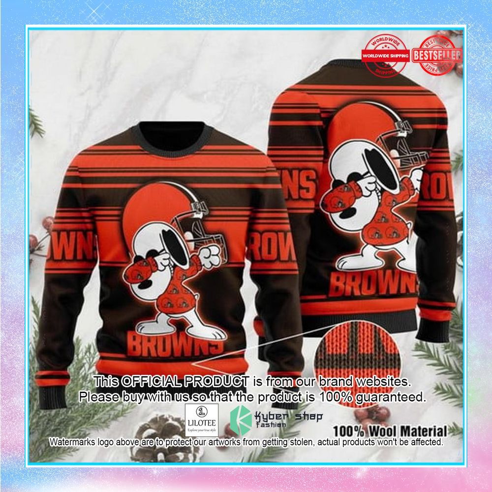 cleveland browns snoopy dabbing christmas sweater 1 739