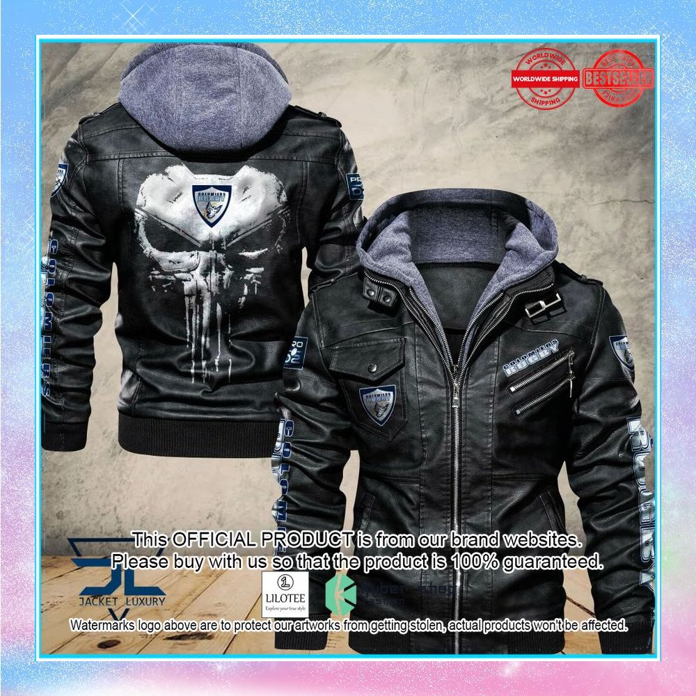 colomiers rugby punisher skull leather jacket 1 435