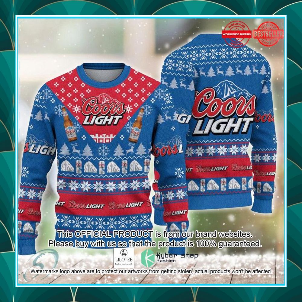 coors light beer blue ugly christmas sweater 1 507