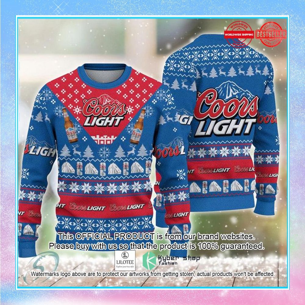 coors light beer blue ugly christmas sweater 1 998