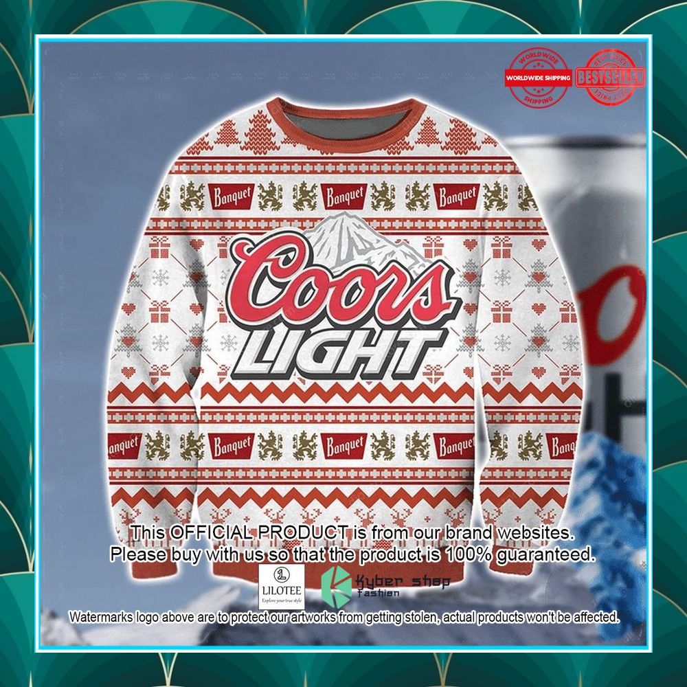 coors light beer white ugly christmas sweater 1 147