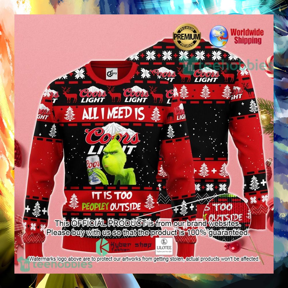 coors light grinch it is too peopley outside sweater 1 135