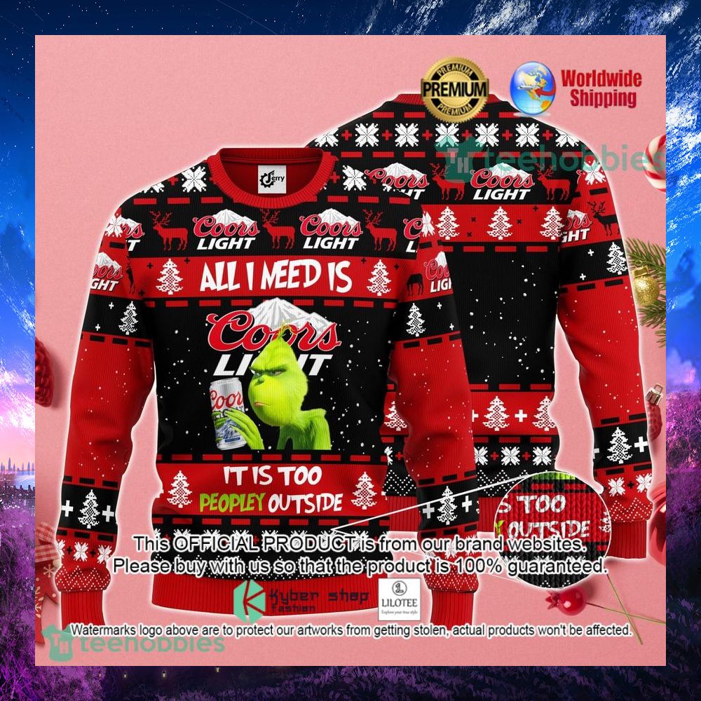 coors light grinch it is too peopley outside sweater 1 437