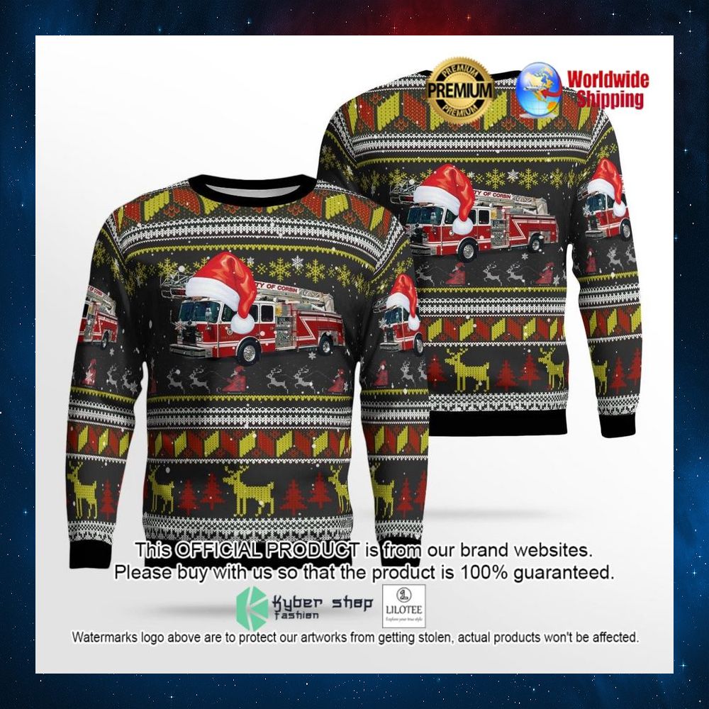 corbin fire department corbin kentucky santa hat sweater 1 707