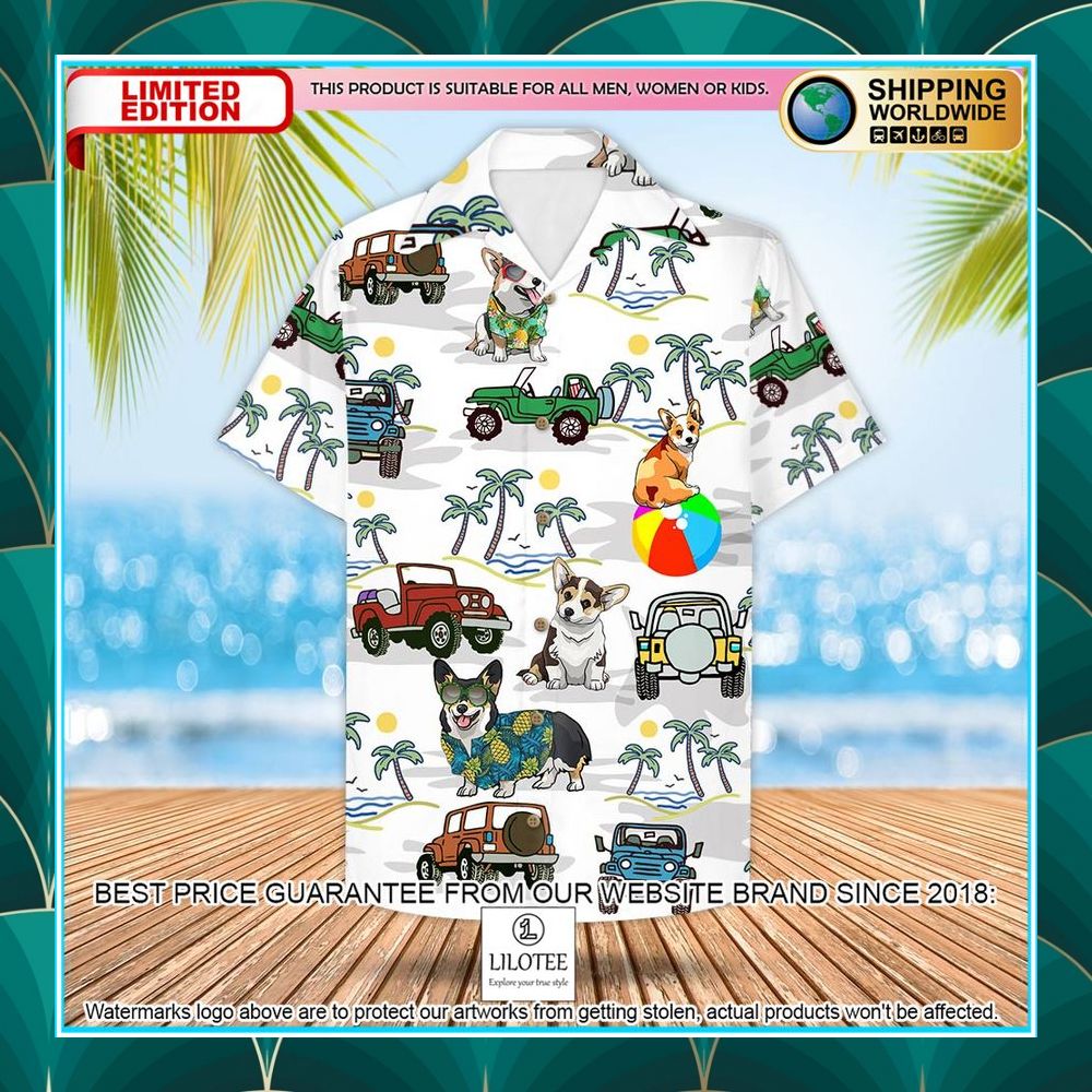 Corgi Jeep Beach Hawaiian Shirt - LIMITED EDITION 5 corgi jeep beach hawaiian shirt 2 662