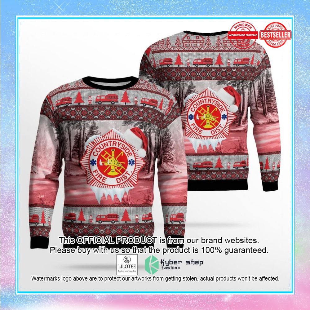 countryside fire protection district vernon hills illinois christmas sweater 1 28