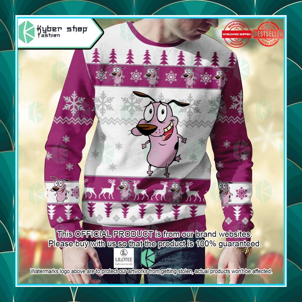 courage the cowardly dog courage christmas sweater 2 141