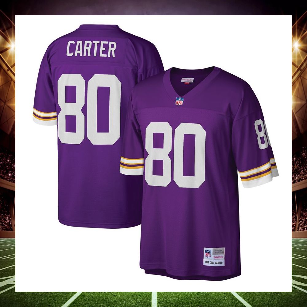 cris carter minnesota vikings mitchell ness legacy replica purple football jersey 1 949