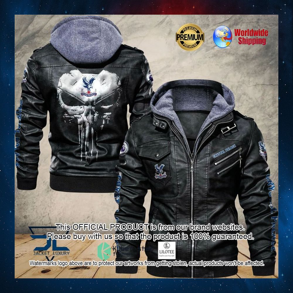 crystal palace f c punisher skull leather jacket 1 564