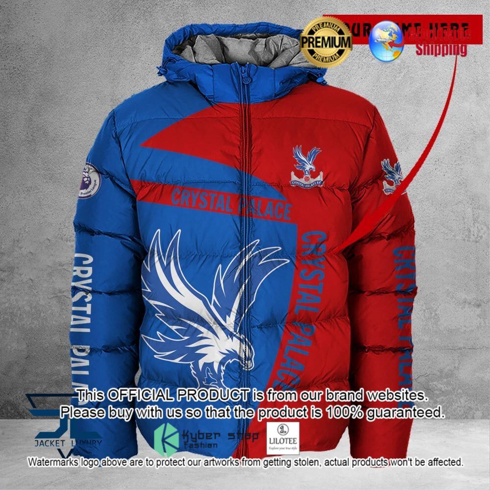 crystal palace fc red blue custom name 3d puffer down jacket bomber jacket 1 813