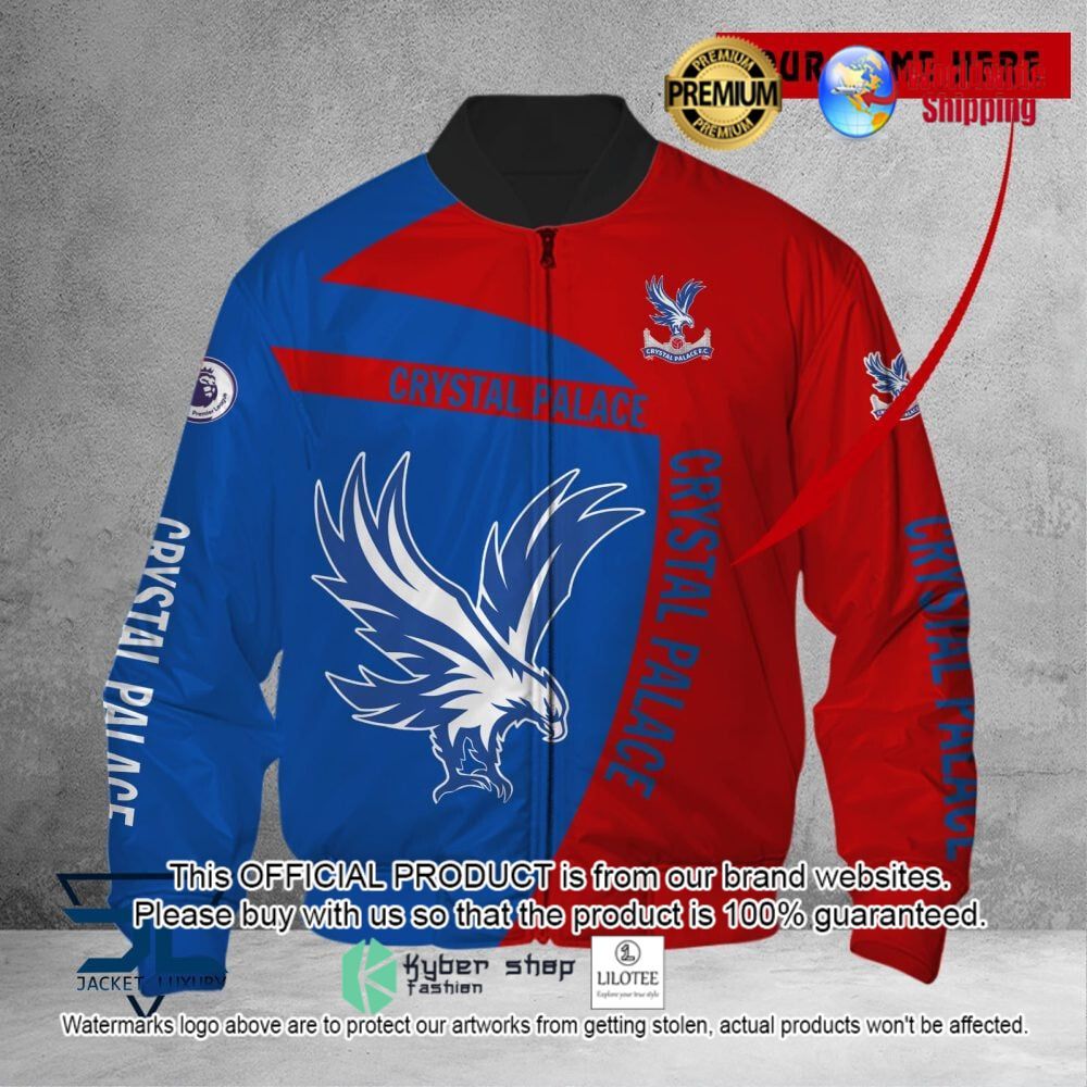 crystal palace fc red blue custom name 3d puffer down jacket bomber jacket 2 136