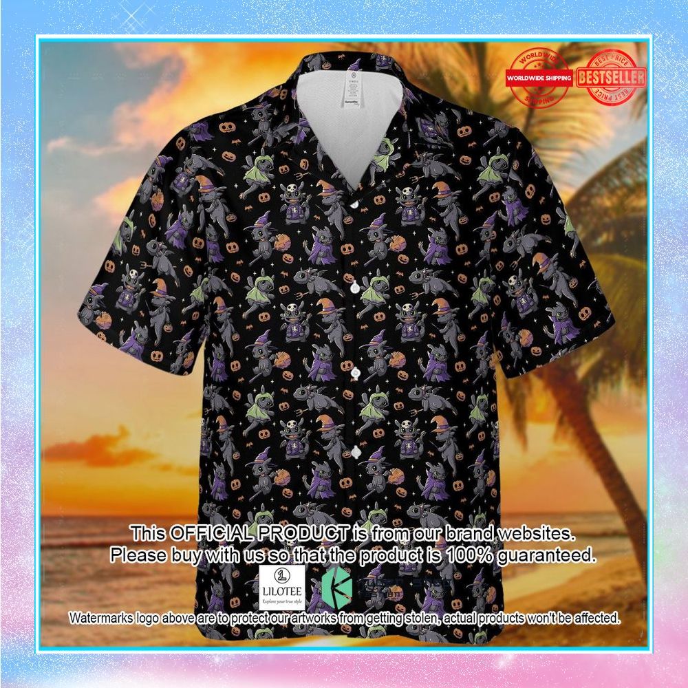 cute toothless halloween pattern hawaiian shirt 2 205