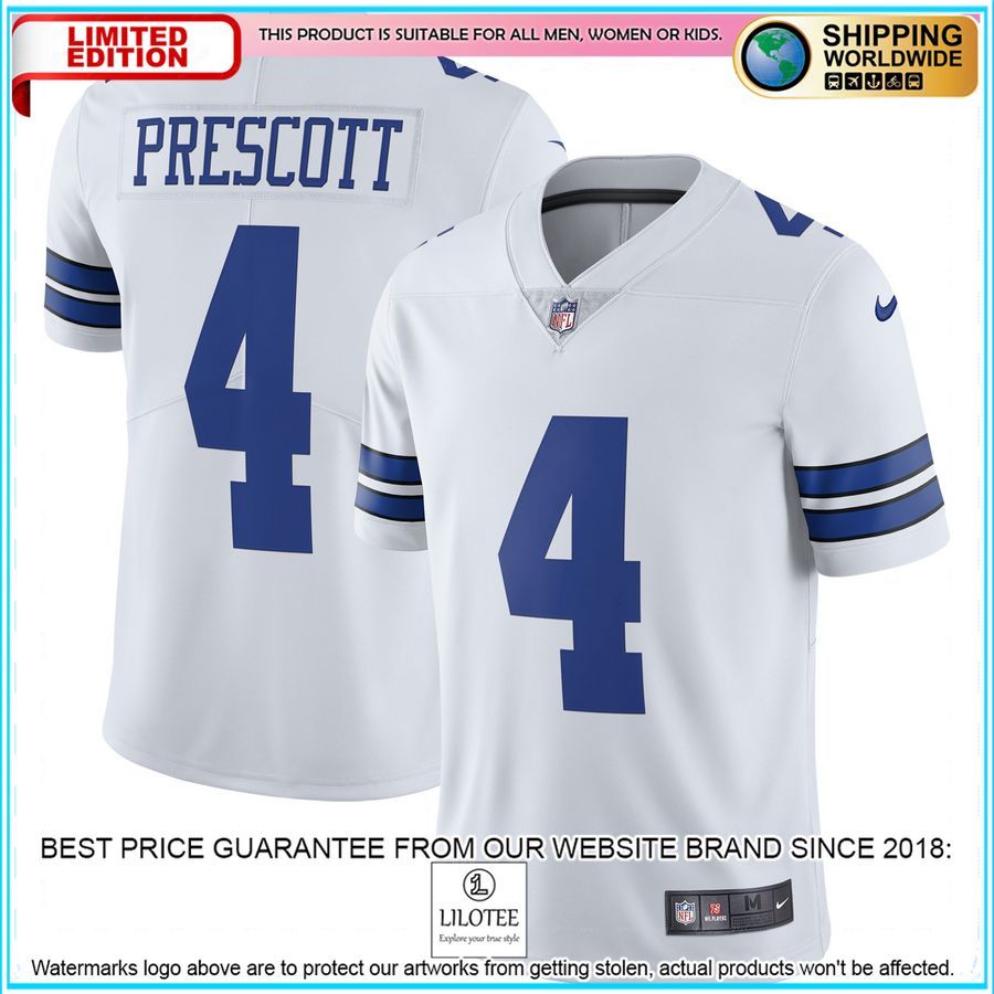 dak prescott dallas cowboys vapor white football jersey 1 805