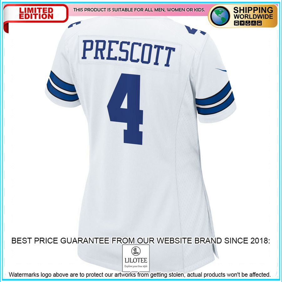 Dak Prescott Dallas Cowboys Women's Team White Football Jersey - LIMITED EDITION 19 dak prescott dallas cowboys womens team white football jersey 3 218