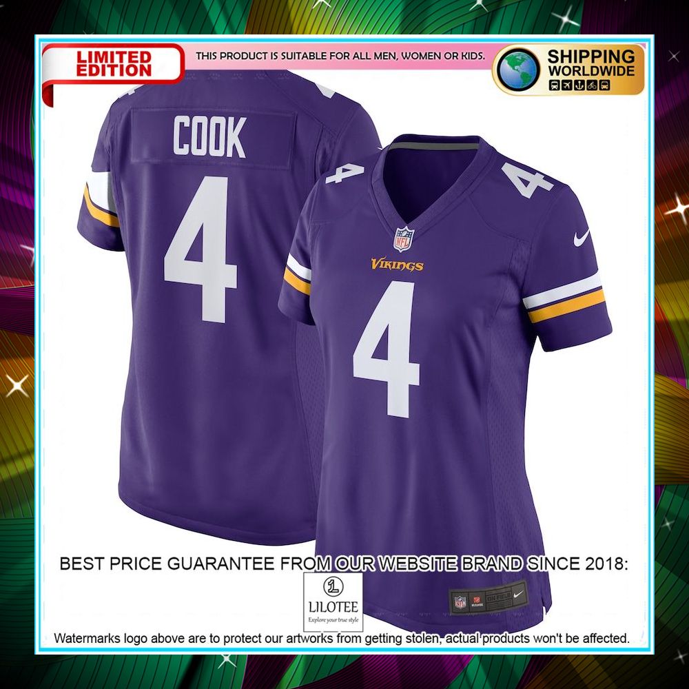 dalvin cook minnesota vikings womens purple football jersey 1 511