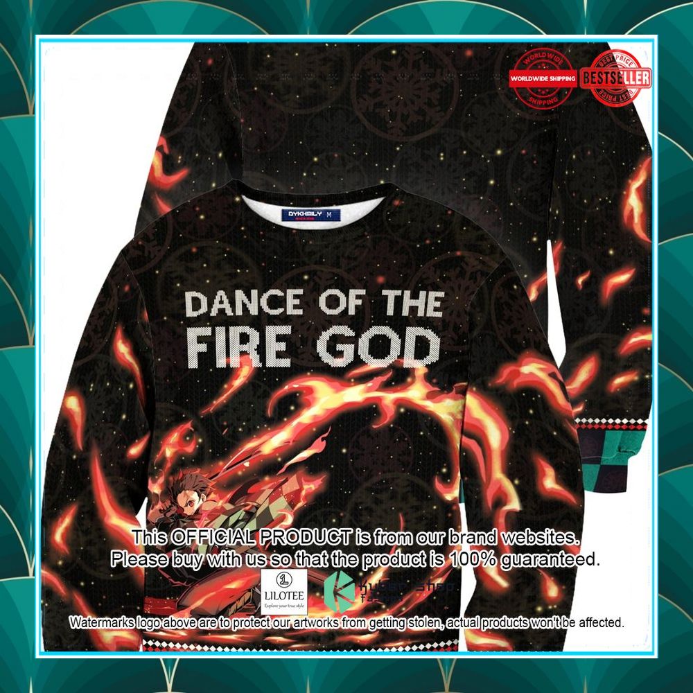 dance of the fire god demon slayer christmas sweater 1 44