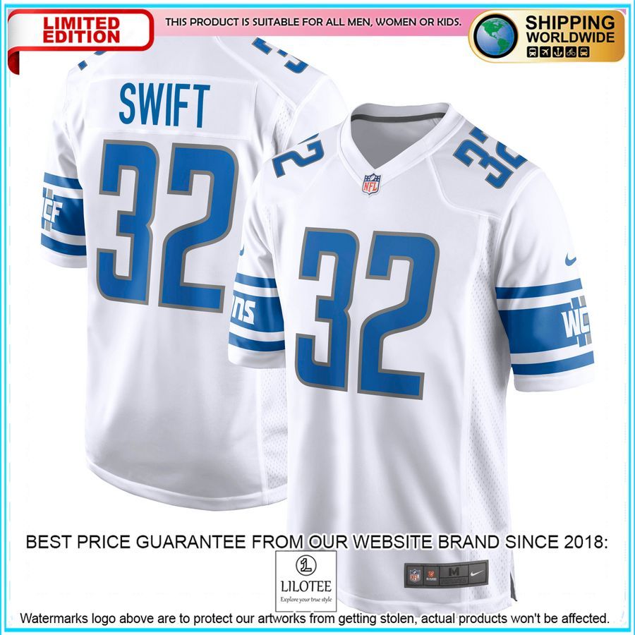 dandre swift detroit lions white football jersey 1 575