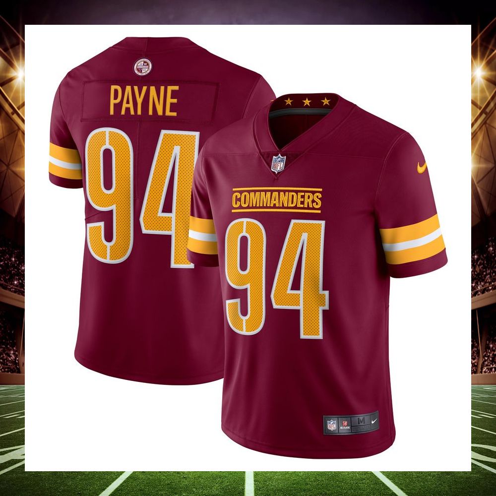 daron payne washington commanders vapor limited burgundy football jersey 1 548